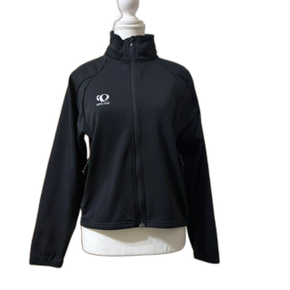 Pearl Izumi Womens Small Black Fleece Lined Full Zip Cycling Jacket Pockets